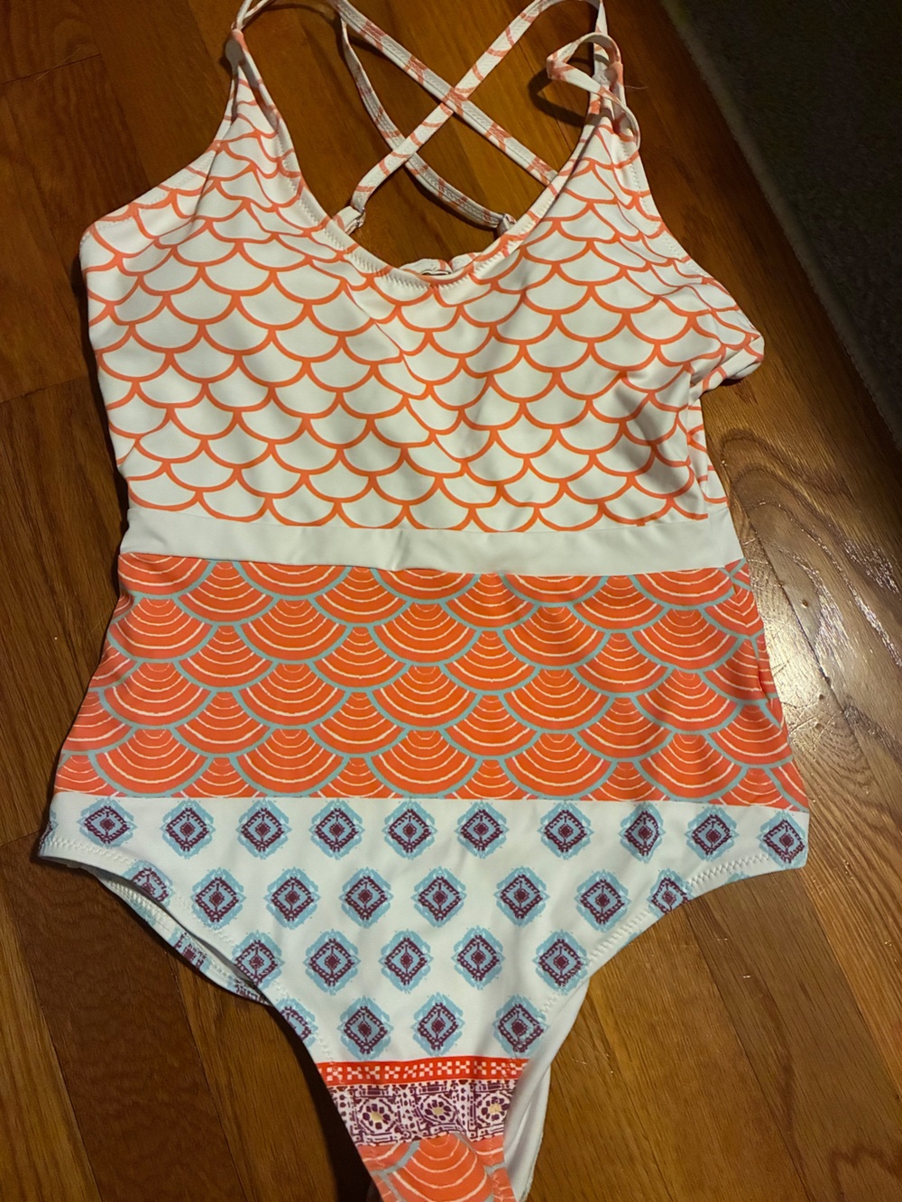 Cupshe Orange & White Mixed-Pattern Skort
